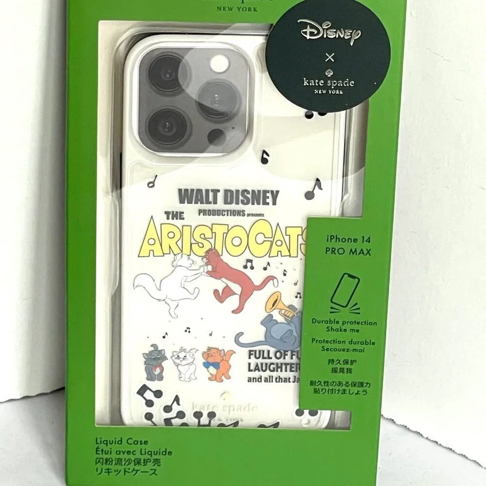 Kate Spade Disney Aristocats iPhone 14 Pro Max Liquid Glitter Clear Case